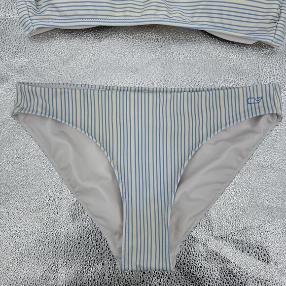 VINEYARD VINES 2 piece bikini swimsuit strapless bandeau padded cups blue XS M - Picture 4 of 10